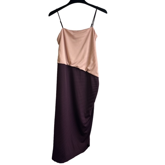 Halston Heritage Square Neckline Midi Length Dress Asymmetrical 10 Pink - Picture 3 of 6